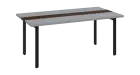 DOUBLE 200 pracovní stůl, kovová podnož černá, deska 36 mm, široký 2000 mm, šedá, vložená deska ořec